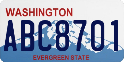 WA license plate ABC8701