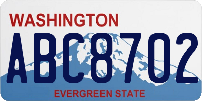 WA license plate ABC8702