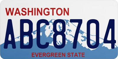 WA license plate ABC8704