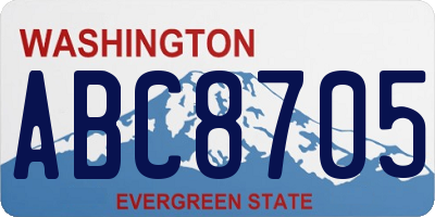WA license plate ABC8705