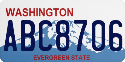 WA license plate ABC8706