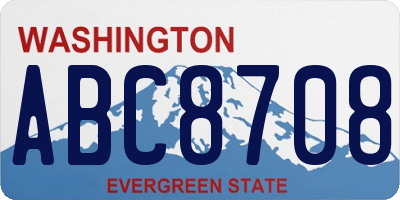 WA license plate ABC8708