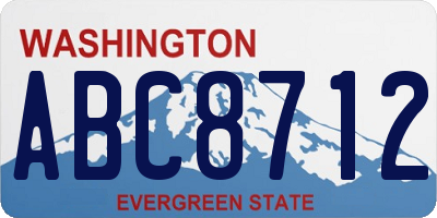 WA license plate ABC8712