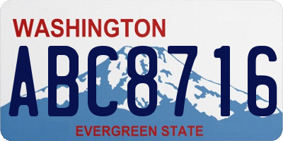 WA license plate ABC8716