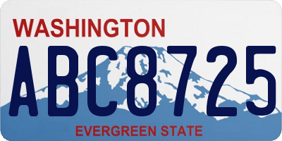 WA license plate ABC8725