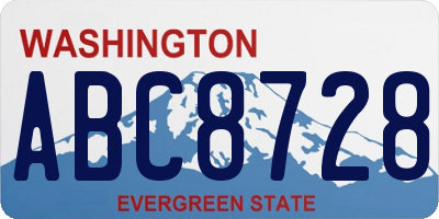 WA license plate ABC8728