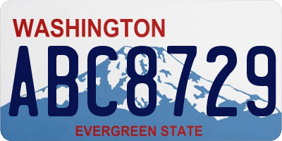 WA license plate ABC8729