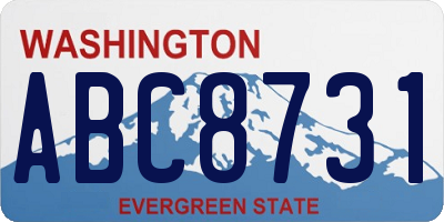 WA license plate ABC8731