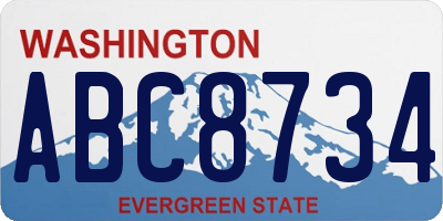 WA license plate ABC8734