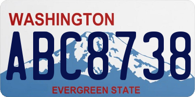 WA license plate ABC8738