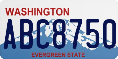 WA license plate ABC8750