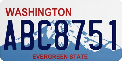 WA license plate ABC8751