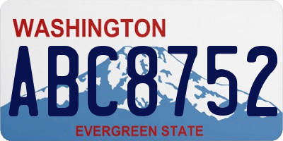 WA license plate ABC8752