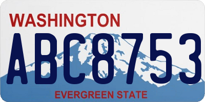 WA license plate ABC8753