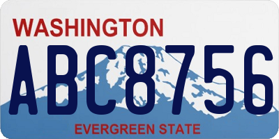 WA license plate ABC8756