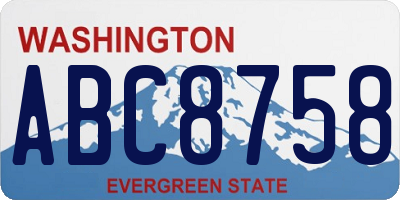 WA license plate ABC8758