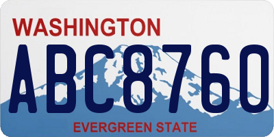 WA license plate ABC8760