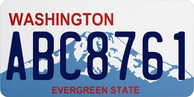 WA license plate ABC8761