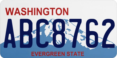 WA license plate ABC8762