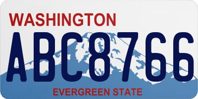 WA license plate ABC8766