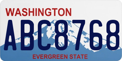 WA license plate ABC8768