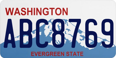 WA license plate ABC8769