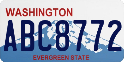 WA license plate ABC8772