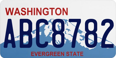 WA license plate ABC8782