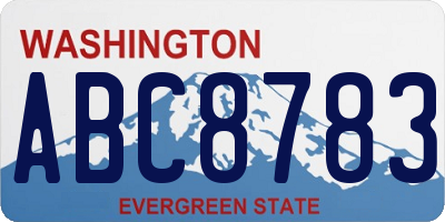 WA license plate ABC8783