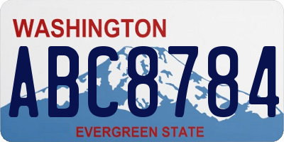 WA license plate ABC8784