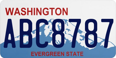 WA license plate ABC8787