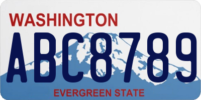 WA license plate ABC8789
