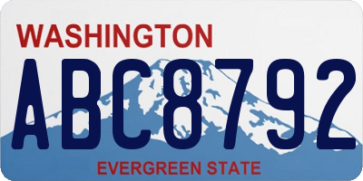 WA license plate ABC8792