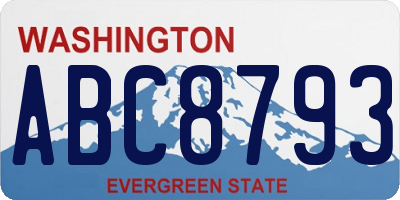 WA license plate ABC8793