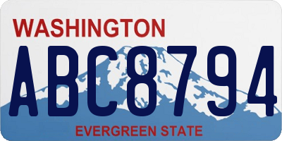 WA license plate ABC8794
