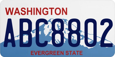 WA license plate ABC8802
