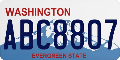 WA license plate ABC8807