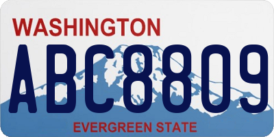 WA license plate ABC8809