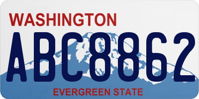 WA license plate ABC8862