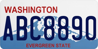 WA license plate ABC8890
