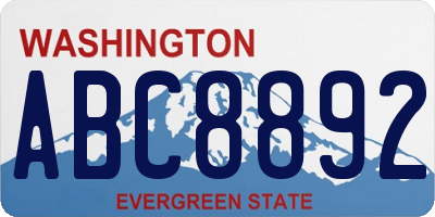 WA license plate ABC8892