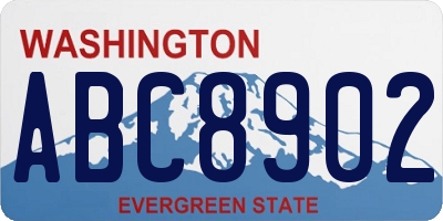 WA license plate ABC8902