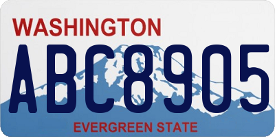 WA license plate ABC8905