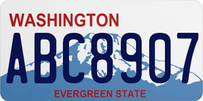 WA license plate ABC8907