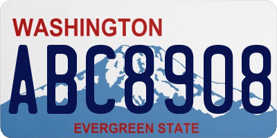 WA license plate ABC8908