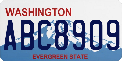 WA license plate ABC8909