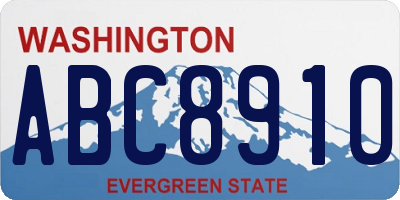 WA license plate ABC8910