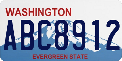 WA license plate ABC8912