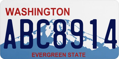 WA license plate ABC8914