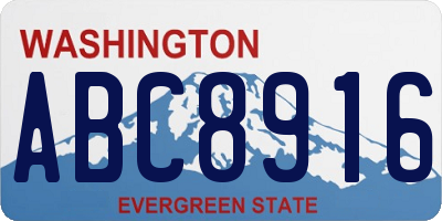 WA license plate ABC8916